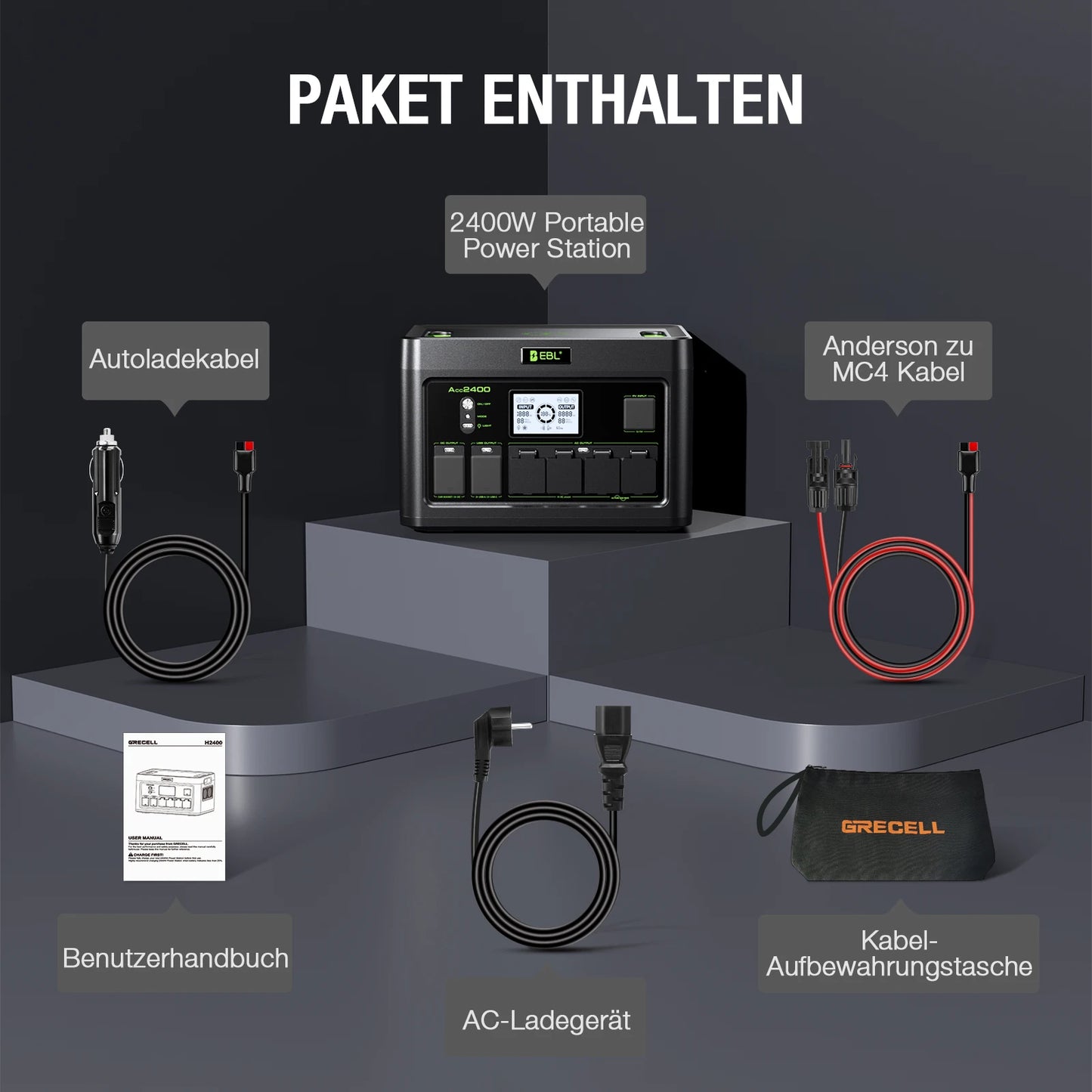 2400W Portable Power Station Generator 1843Wh Capacity Pure Sine Wave AC Output Emergency Backup