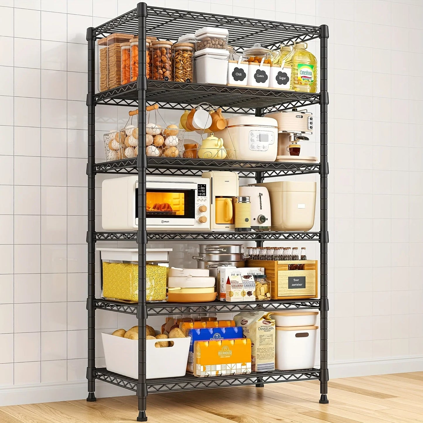 70 Extra-Tall Metal Storage Rack-Heavy-Duty 6-Wire Shelving Unit with Adjustable Shelves