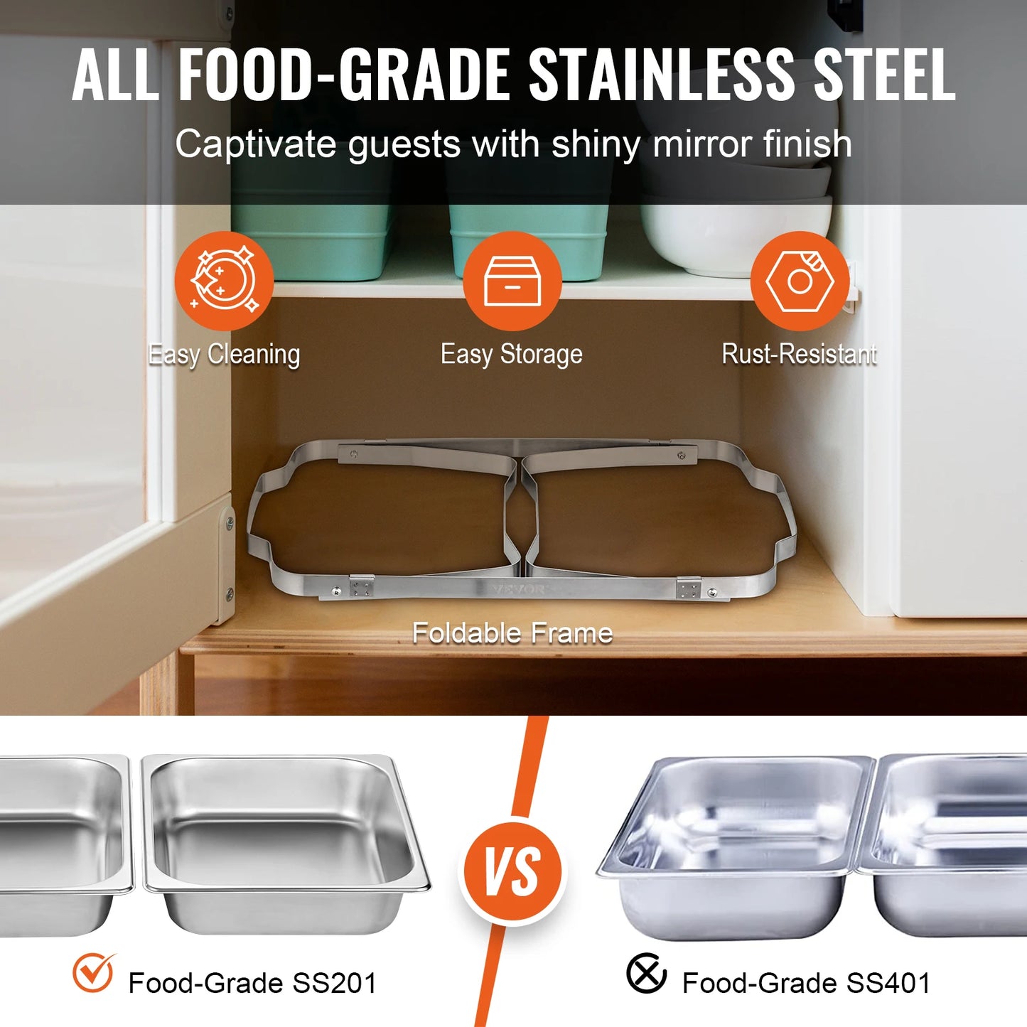 SucceBuy 8QT Chafing Dish 2/4/6 Packs w/ Full Size Pans Buffet Catering Warmer Server Folding Stand