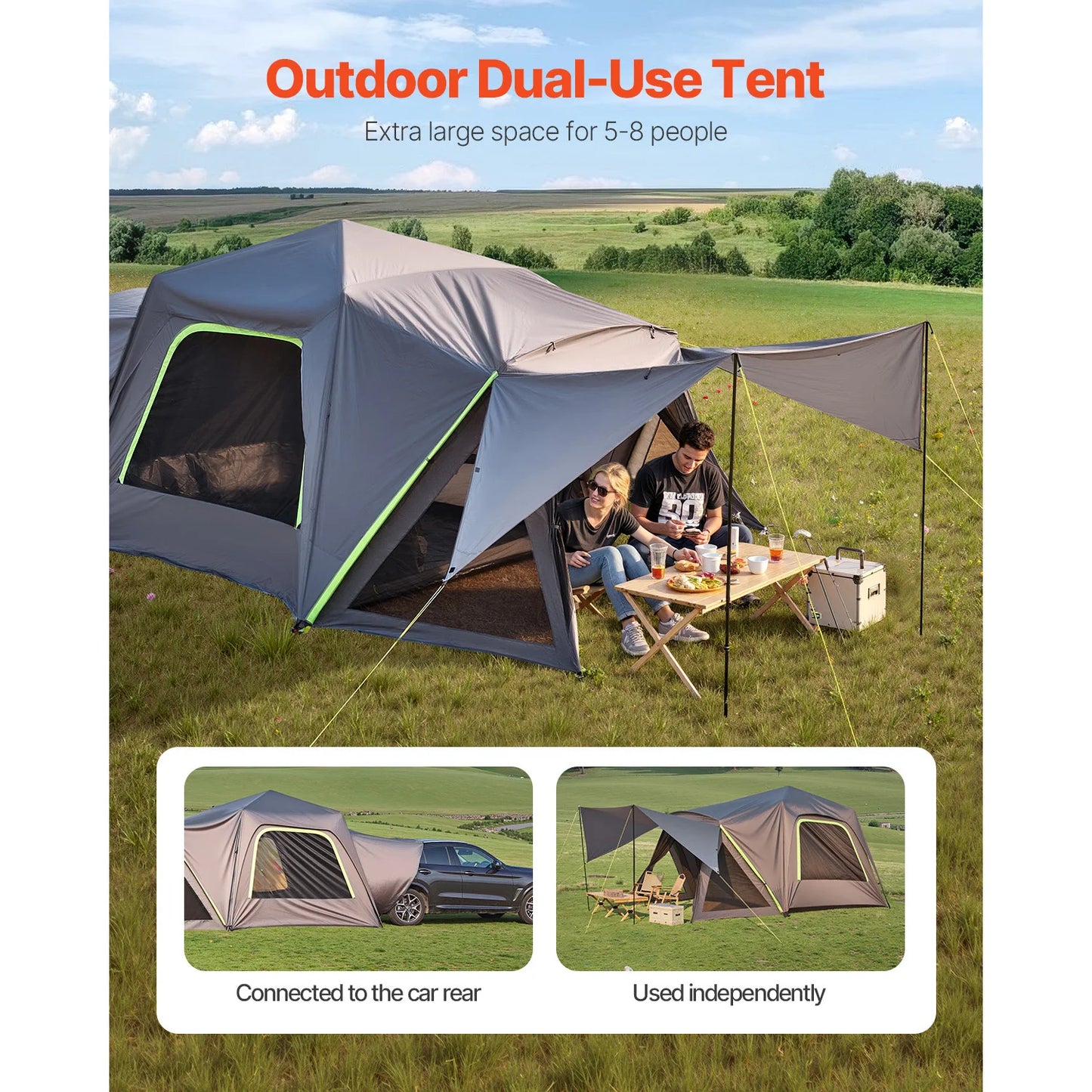 SucceBuy SUV Tent for Camping Waterproof PU2000mm Spacious Double Layer Design SUV Camping Tent