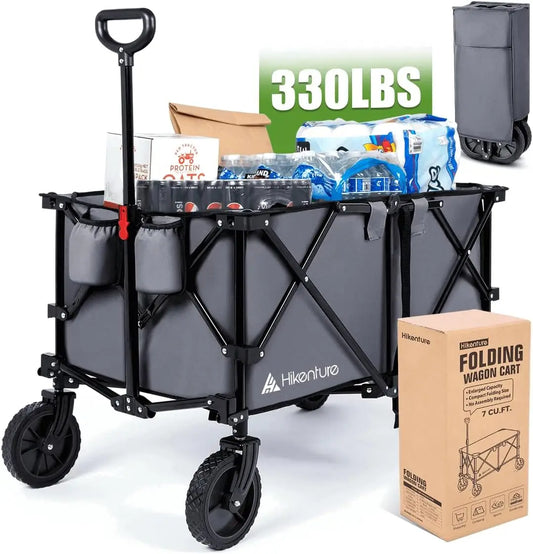 Collapsible Wagon 330LBS Capacity, 200L Extra Large Wagons Carts Foldable, Heavy Duty Folding Wagon