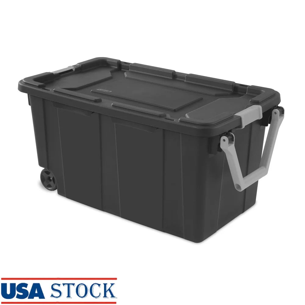 Extra Large 40 Gallon Wheeled Storage Bin Durable Plastic Container with Drip Resistant Lid