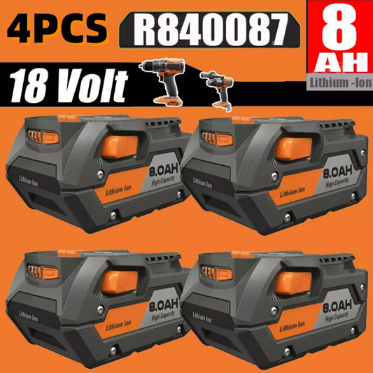 Upgraded R840087 18V 8.0Ah Lithium Battery/RIDGID 18V R840083, R840085, AC840085, Cordless