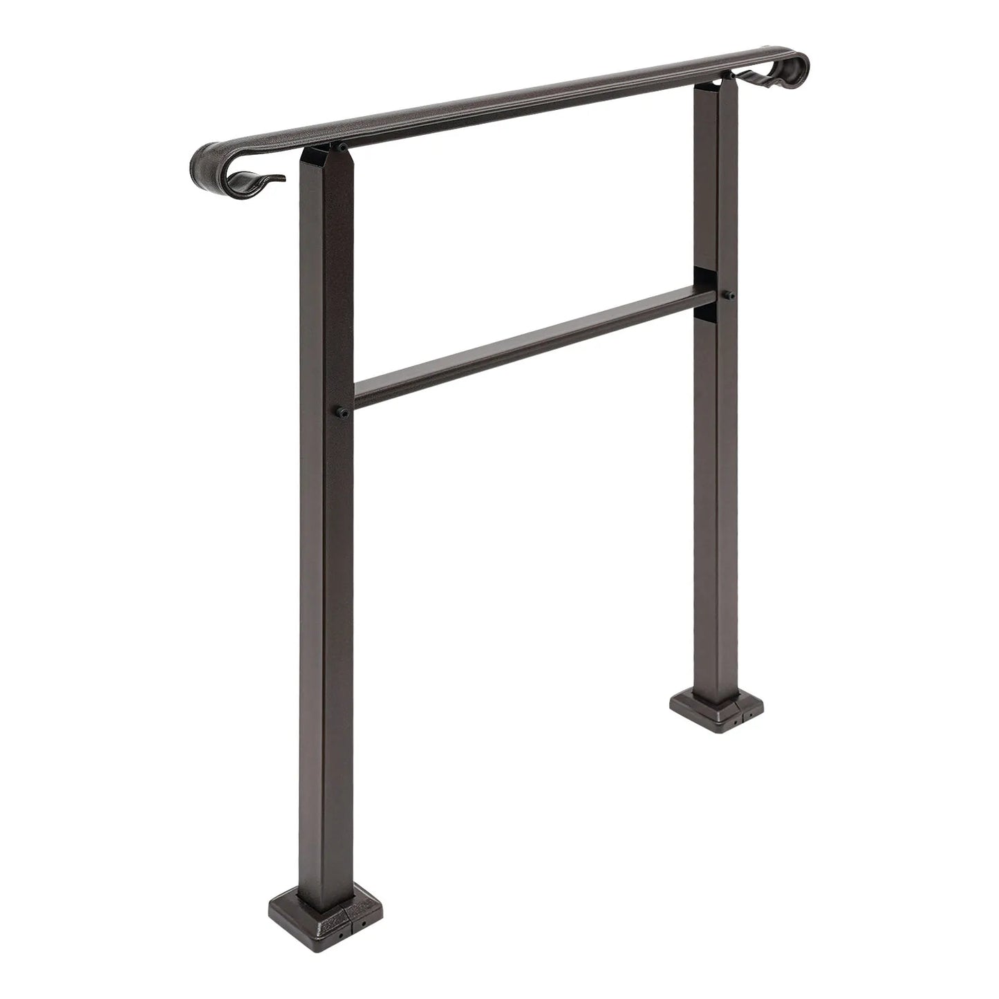 3-Step Staircase Handrail Ladder Type 881.8lbs Load-bearing For Outdoor Black/Dark Brown