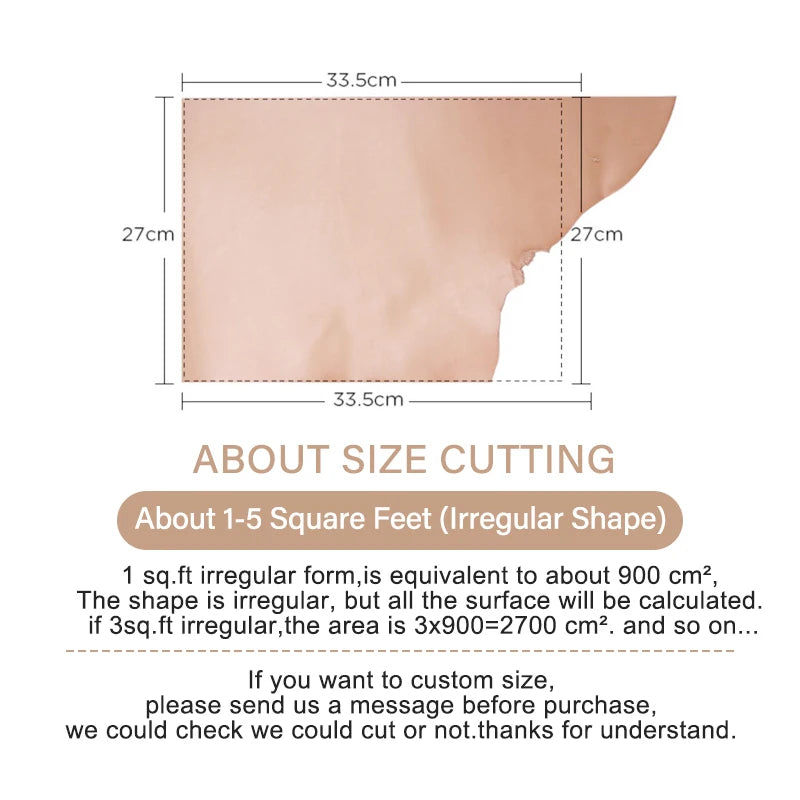 WUTA Full Grain Drum Dyed Vegetable Tanned Cowhide Skin Pre-cut Vachetta Leather Genuine Leather