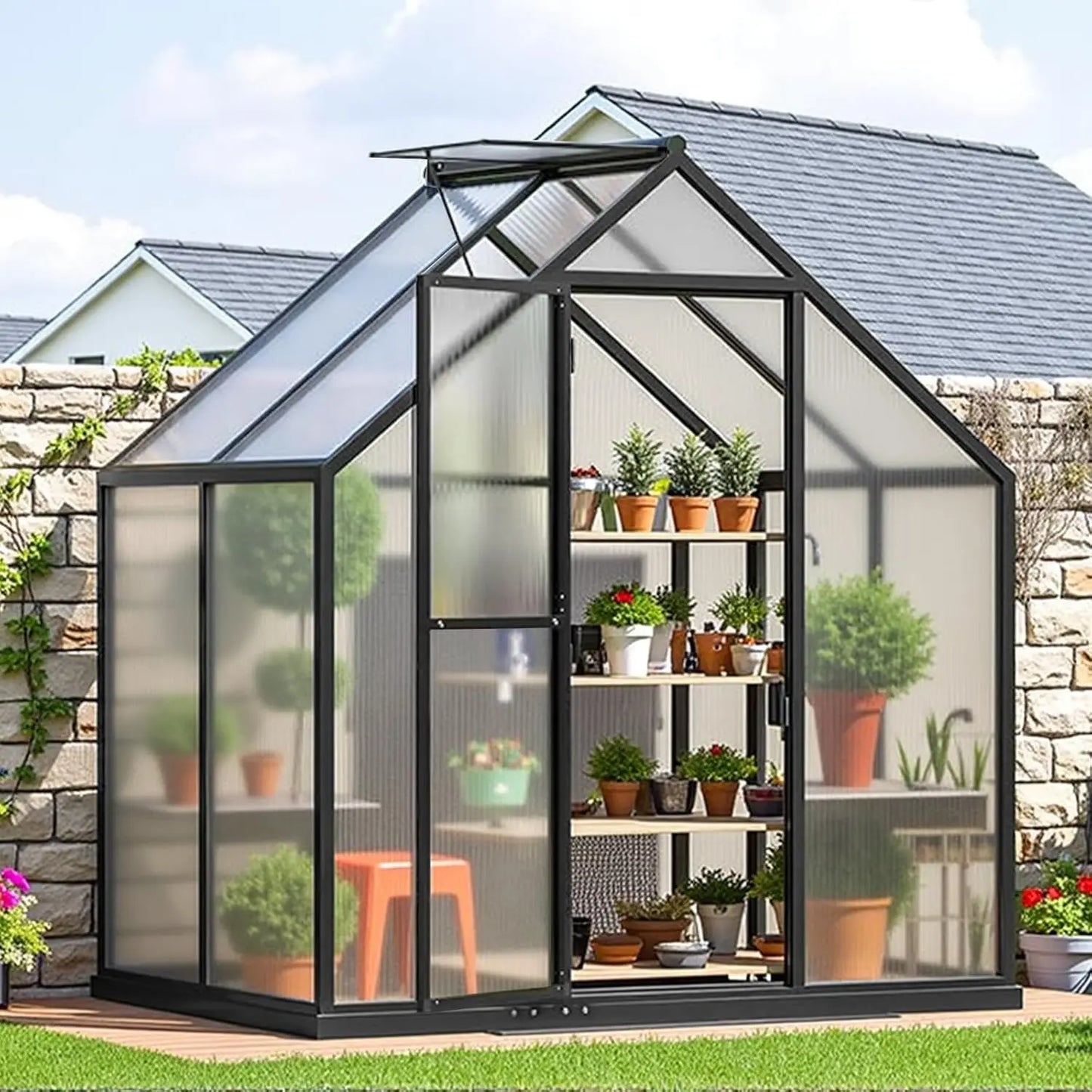 6×4FT Greenhouses for Outside, Walk-in Greenhouse for Outdoors and Winter Garden Planting
