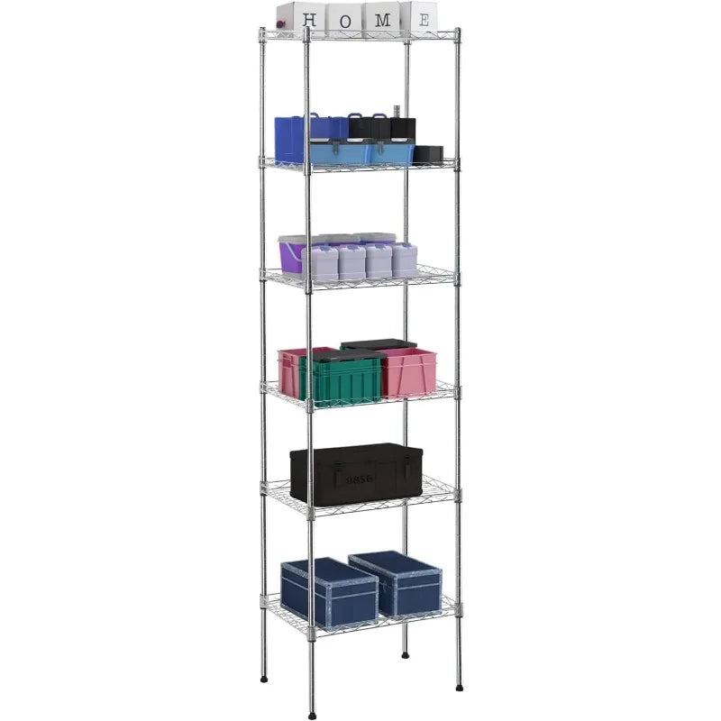 Storage Shelves 2100Lbs Capacity, 6-Shelf on Casters 48" L×18" W×72" H Commercial Wire Shelving Unit