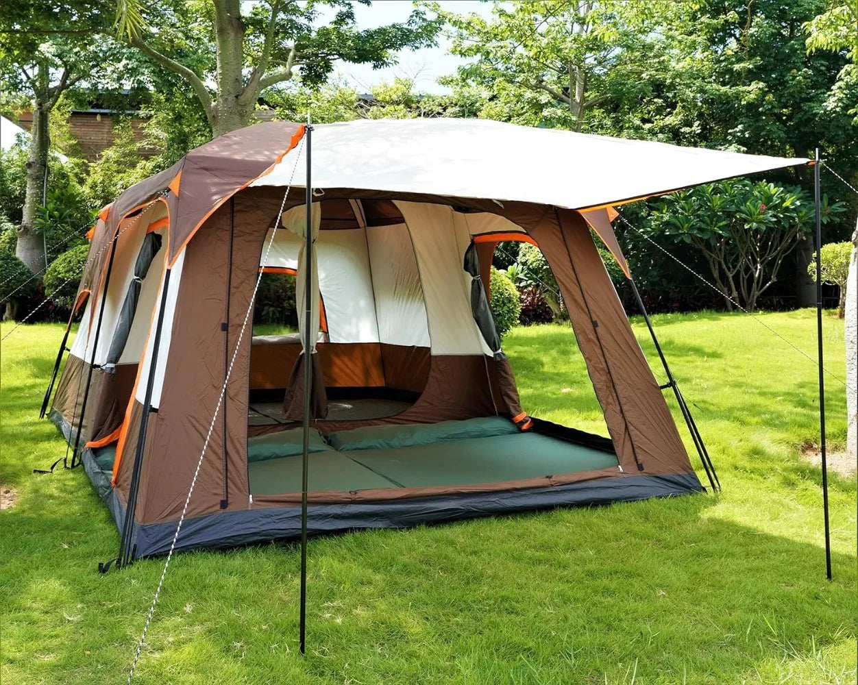 Extra Large Tent 12 Person(A) Family Cabin Tents 2 Rooms 3 Doors & 3 Windows/Waterproof Double Layer