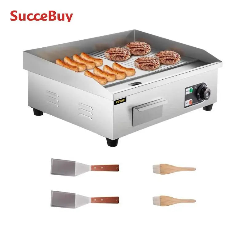 SucceBuy Electric Countertop Griddle 14"-22" Teppanyaki Grill 1600W/3200W Stainless Steel Flat Top