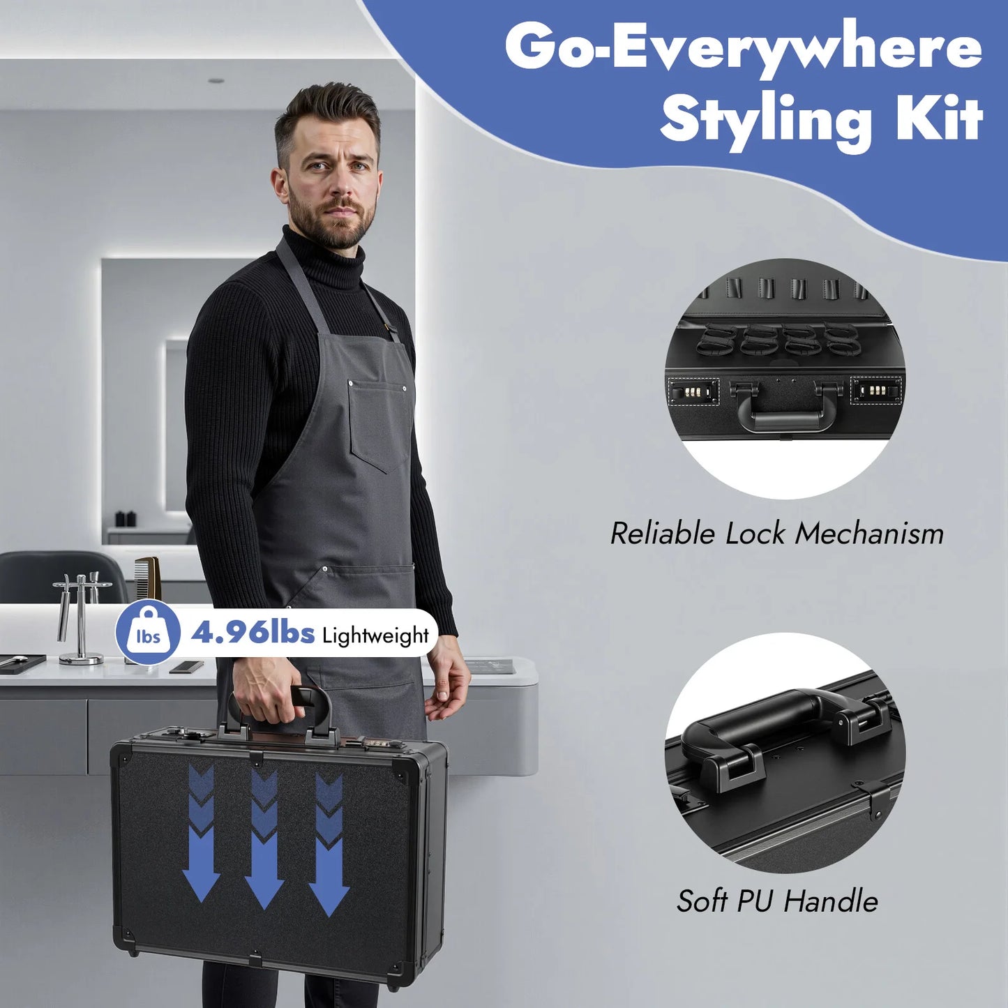Aluminum Alloy Barber Tool Box Multi Compartment Storage Case Portable Hairstylist Scissor Clipper Comb Hair Dryer Organizer Case
