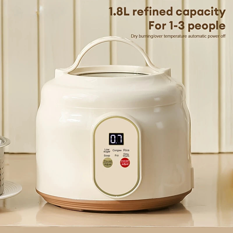 1.8L Electric Rice Cooker Portable Multi Cooker Household Rice Pot Non-Stick Smart Low Sugar