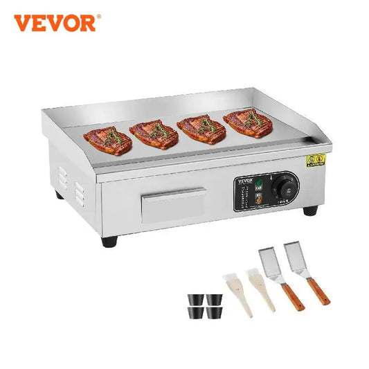 VEVOR Commercial Electric Griddle 3200W Countertop Flat Grill 122℉-572 ℉ Temp 21.26 x 11.81 x 0.39"