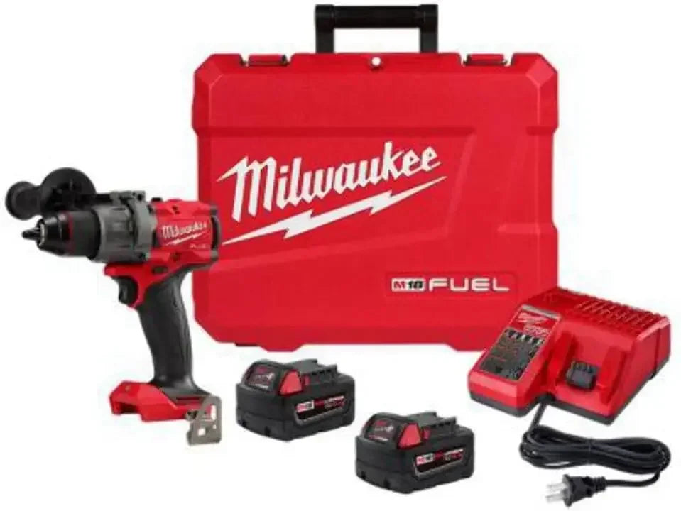 Milwaukee 2904-22 12V 1/2'' Hammer Drill/Driver Kit w/ (2) 5.0Ah Batteries, Charger & Tool Case Red