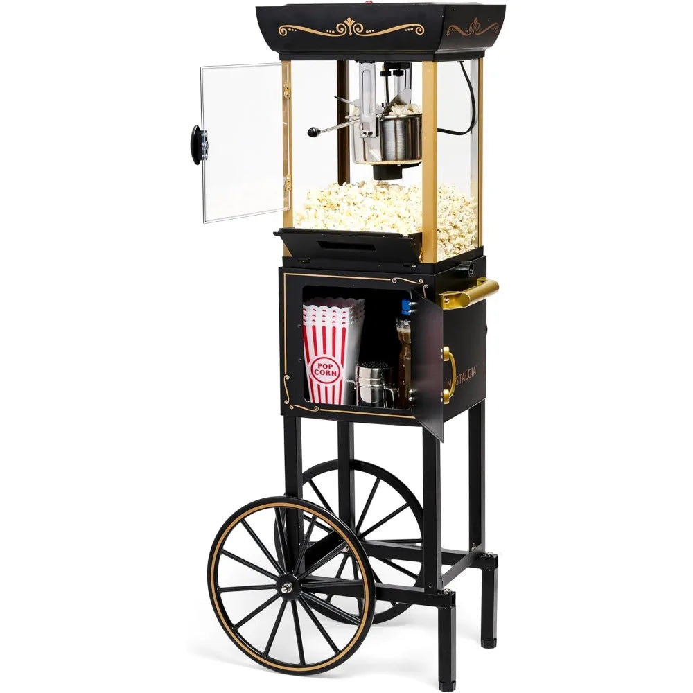 Popcorn Maker Machine - Professional Cart/8 Oz Kettle Makes Up to 32 Cups/Candy & Kernel Dispenser