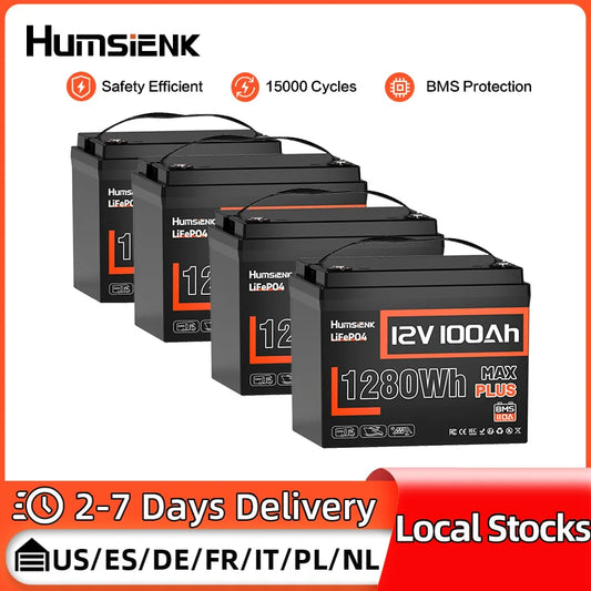Humsienk 12V 100Ah LiFePO4 Battery With Low-Temp Protection Built-in 110A BMS 15000 Cycles