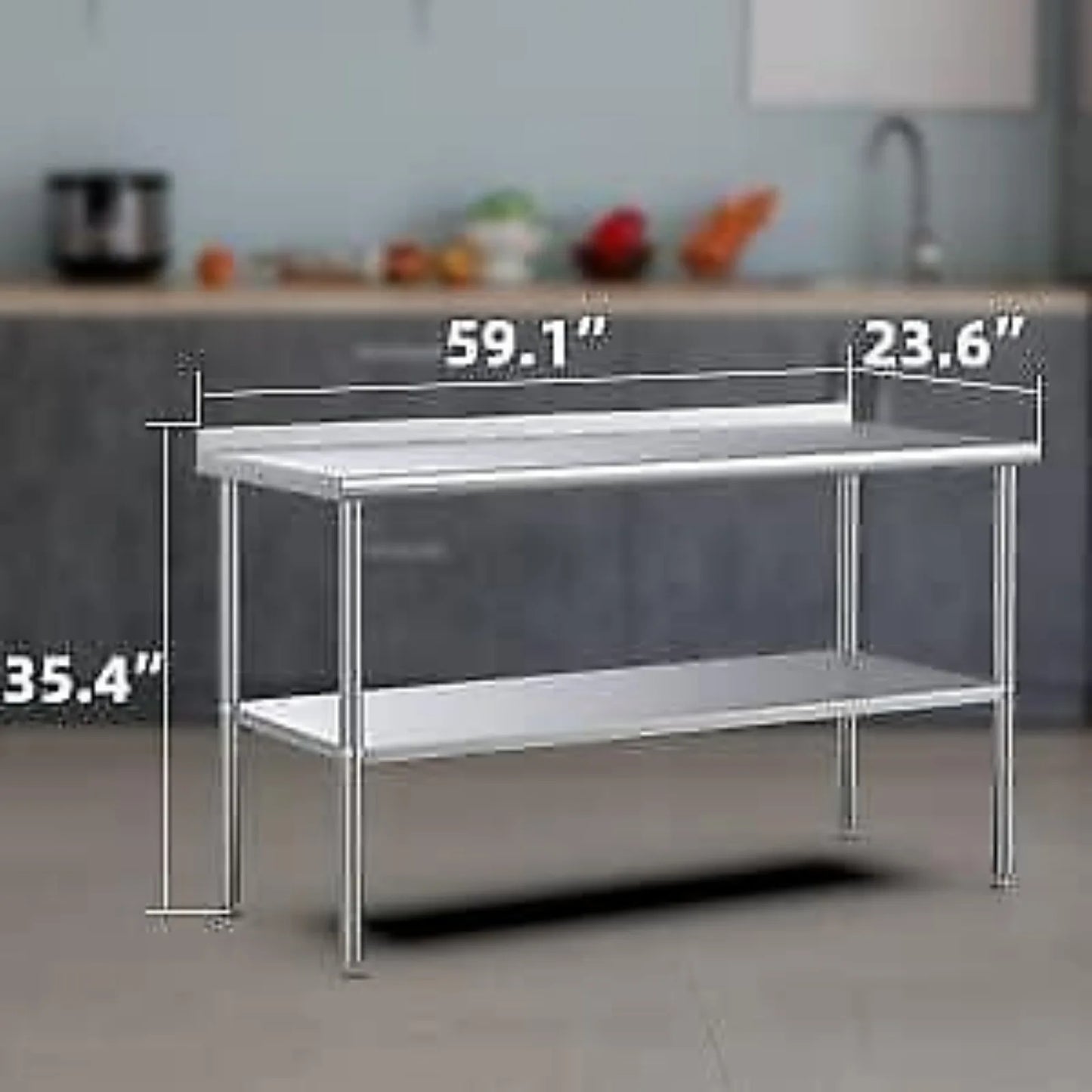 US 24''Casters Heavy Duty Stainless Steel Table Prep & Work/Backsplash/Undershelf Tables