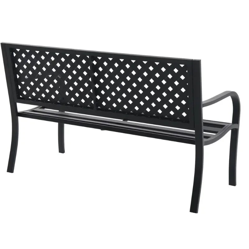 OEING Classic Metal Outdoor Garden Durable Steel Bench - Black