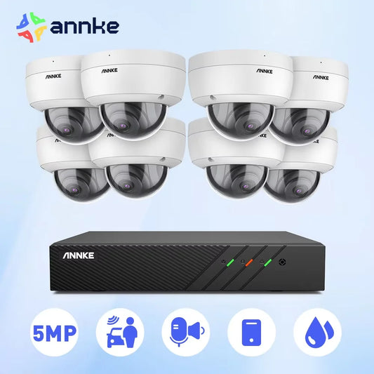 ANNKE 5MP FHD POE Network Video Security System H.265+ 6MP NVR With 5MP Weatherproof Surveillance