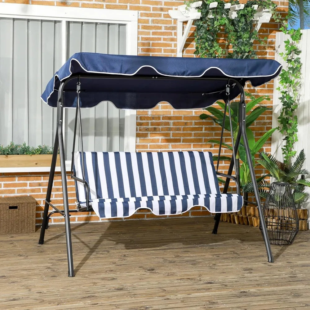 Outsunny Outdoor Patio Swing w/ Removable Cushion, Steel Frame Stand & Adjustable Tilt Canopy