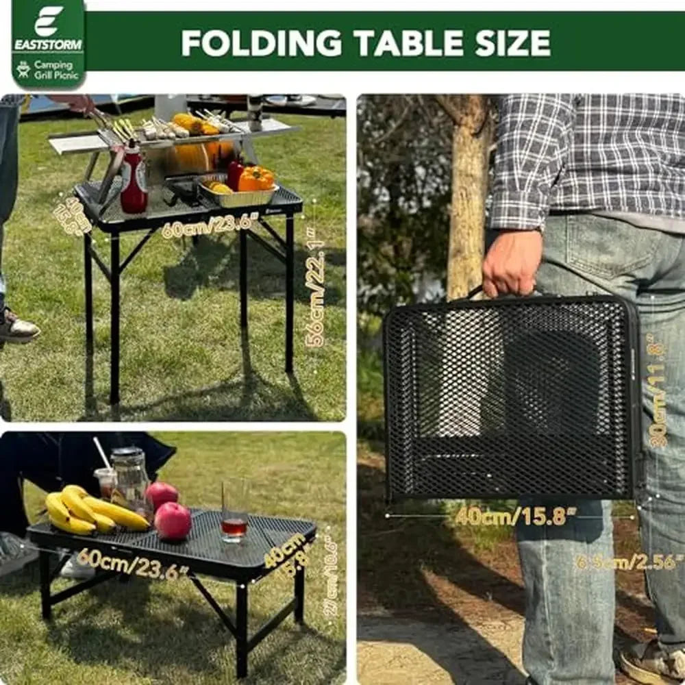 Portable Table W/Mesh Bag Lightweight Sturdy Foldable Adjustable Heights/30kg