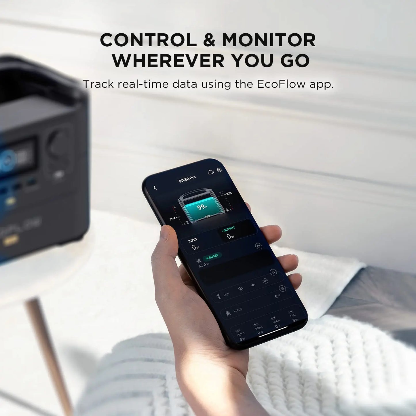 ECOFLOW RIVER Pro Portable Power Station 720Wh, Power Multiple Devices, Recharge 0-80% Within 1 Hour