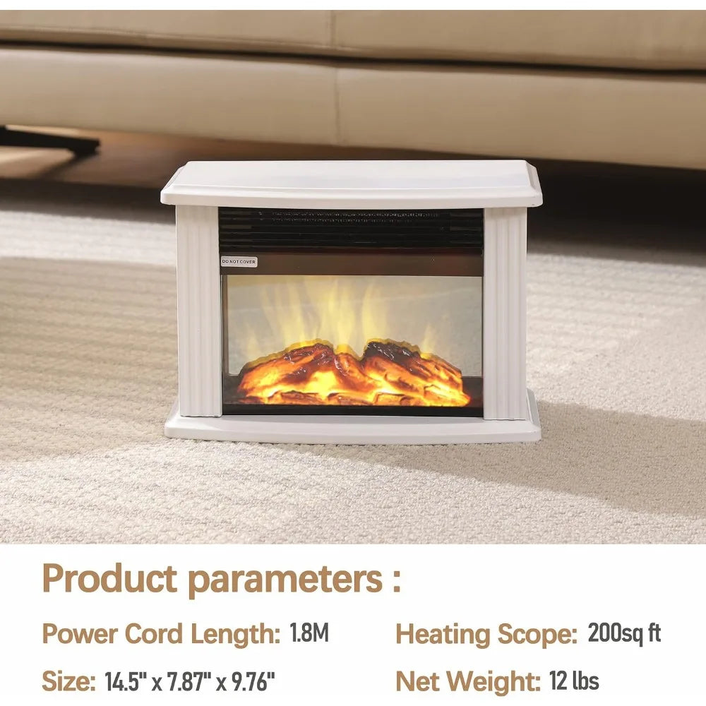 Electric Fireplace Heaters Indoor Use Little Buddy Heater Fake Fireplace White Metal Frame (White）