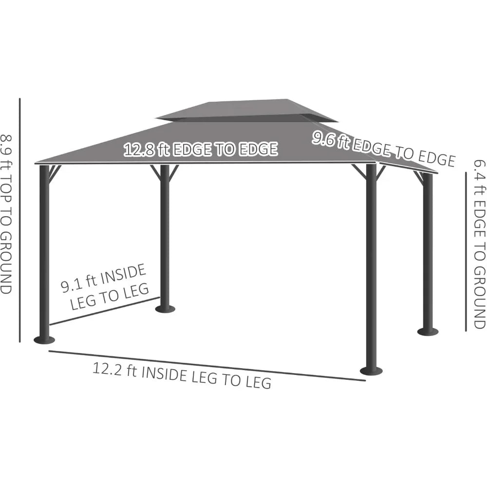 10' x 13' Patio Gazebo, Outdoor Gazebo Canopy Shelter with Netting and Curtains, Aluminum Frame