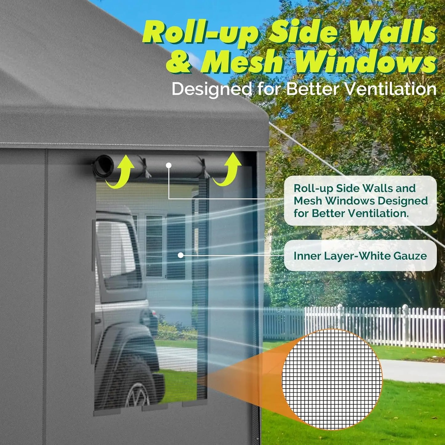 Durable 12x20ft Portable Garage Metal Carport with Galvanized Frame, Waterproof and UV Protection