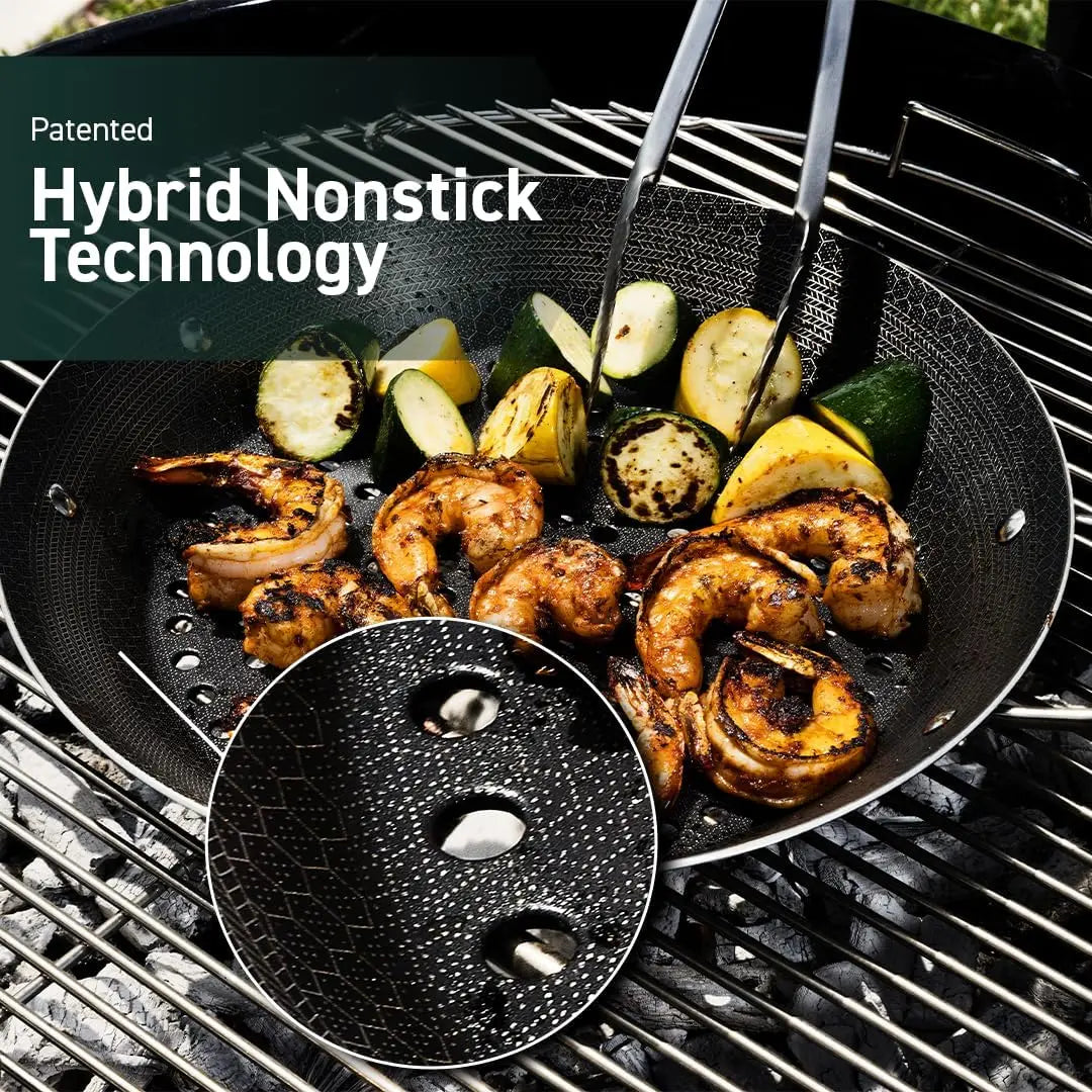 HexClad Hybrid Nonstick BBQ Grill Pan, Heat-Safe to 900 F, Dishwasher Safe