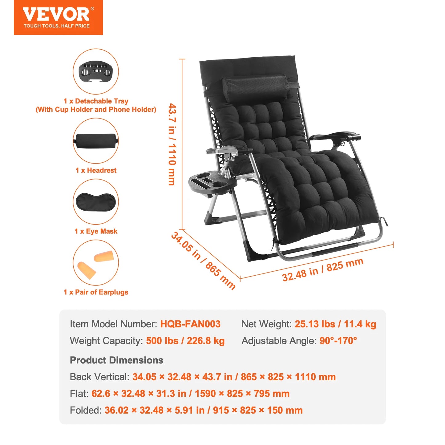 SucceBuy Zero Gravity Chair Zero Gravity Recliner Lounge Chair Adjustable Anti Gravity Chair