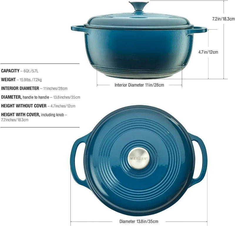 Enameled Cast Iron Round Dutch Oven, 6 Qt.,  Dutch Oven Cast Iron