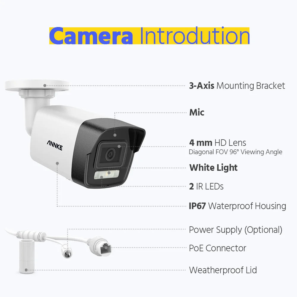 ANNKE 4K Ultra HD POE Video CCTV System Night Vision Audio Record Motion Detection