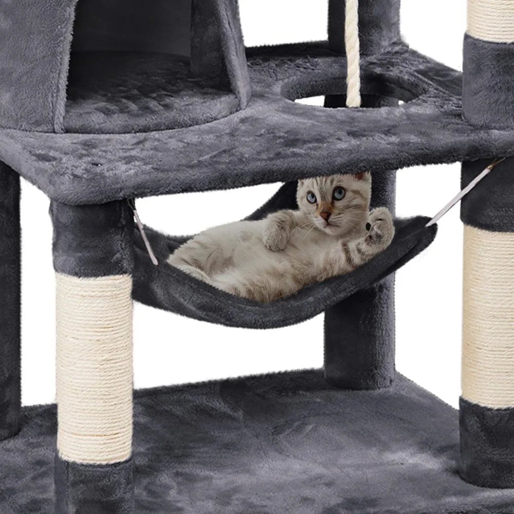 Cat Tree Cats Tower Cat Condo with Platform & Hammock, Scratching Posts for Kittens/62.2inches