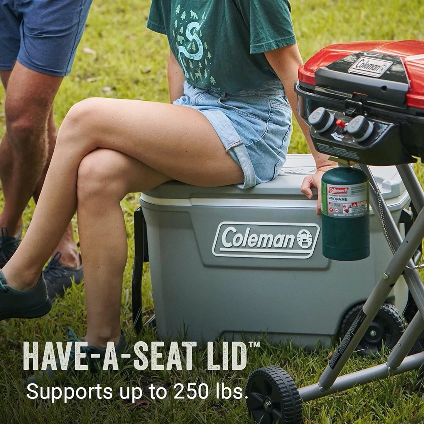 316 Series Insulated Portable Cooler w/Heavy Duty Wheels, Leak-Proof Wheeled Cooler 100+CAN CAPACITY