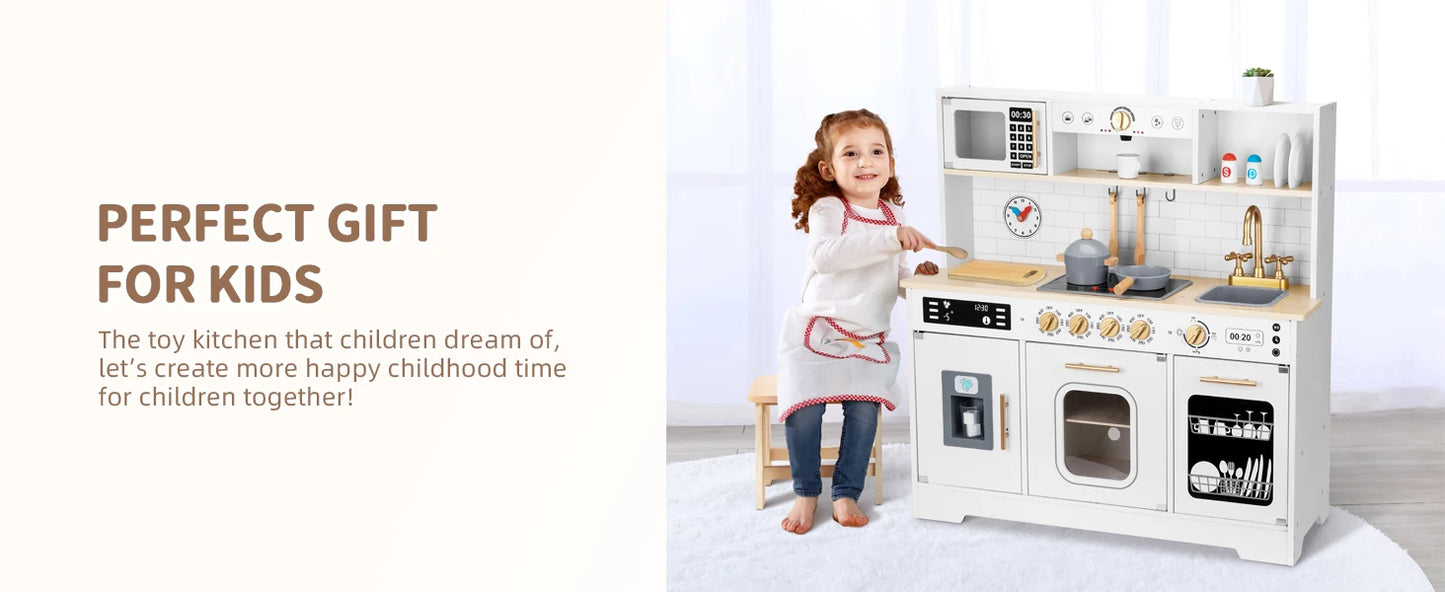 Kids Play Kitchen Set/Plenty of Features, Sink, Oven,Stove,Coffee Maker, Ice Maker and Microwave