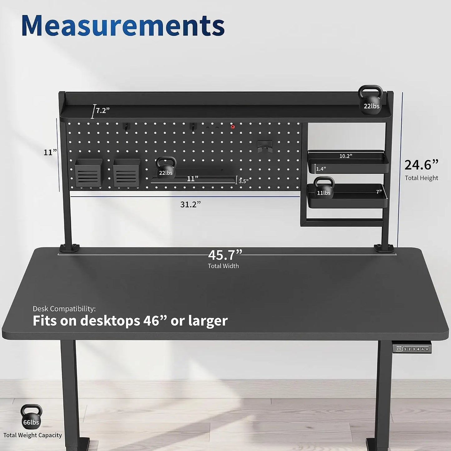 Steel Clamp On Desk Pegboard System, Multi Purpose Office Organizer Rack,  Workspace Storage Shelf