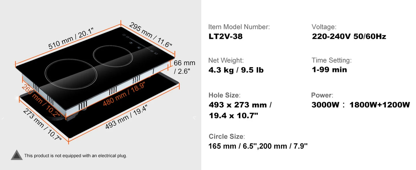 SucceBuy 2/4/5 Burners Built-in Induction Stove Top 12/24/30" Ceramic Glass Electric Cooktop