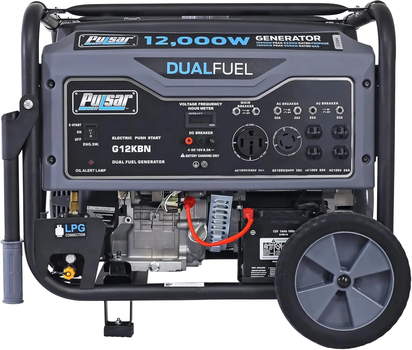 G12KBN-SG Heavy Duty Portable Dual Fuel Generator 9500 Watts & 12000 Watts Gas & LPG Electric Start