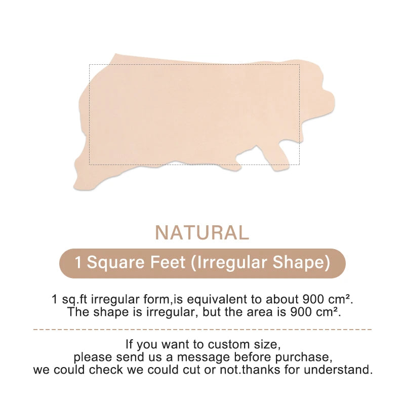 WUTA Full Grain Natural Vegetable Tanned Cowhide DIY Pre-cut Vachetta Leather Genuine Leather Craft