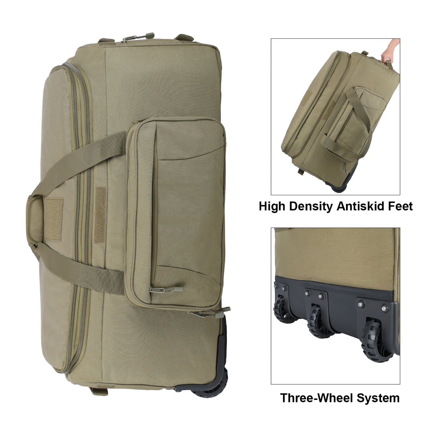 LQARMY 124L Outdoor Camping Travel Bag Large Trolley Case Waterproof Nylon Practical Travel Handbag