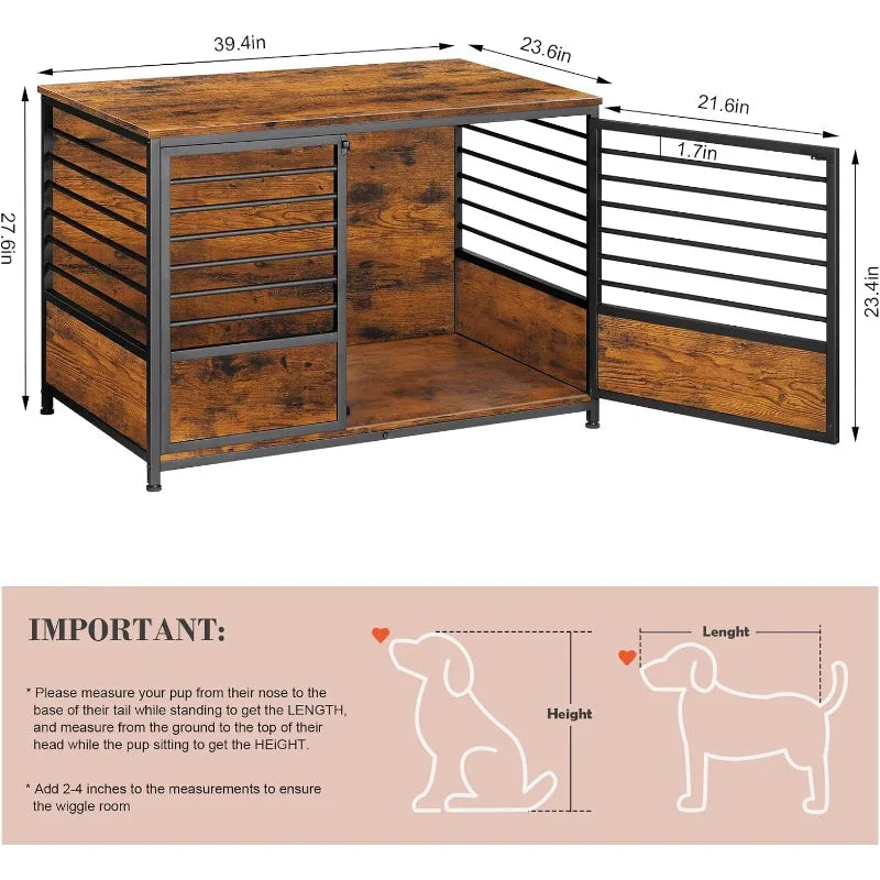 LIANTRAL Small Dog Crate Furniture, Heavy Duty Wood with Storage Side End Table