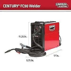 FC90 Flux Core Wire Feed Welder and Gun, 90 Amp, 120V, Inverter Power Source for Easy Operation