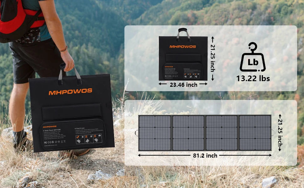 MHPOWOS Portable Solar Charger 40V 220W Foldable Solar Panel Kit for Jackery Bluetti Ecoflow