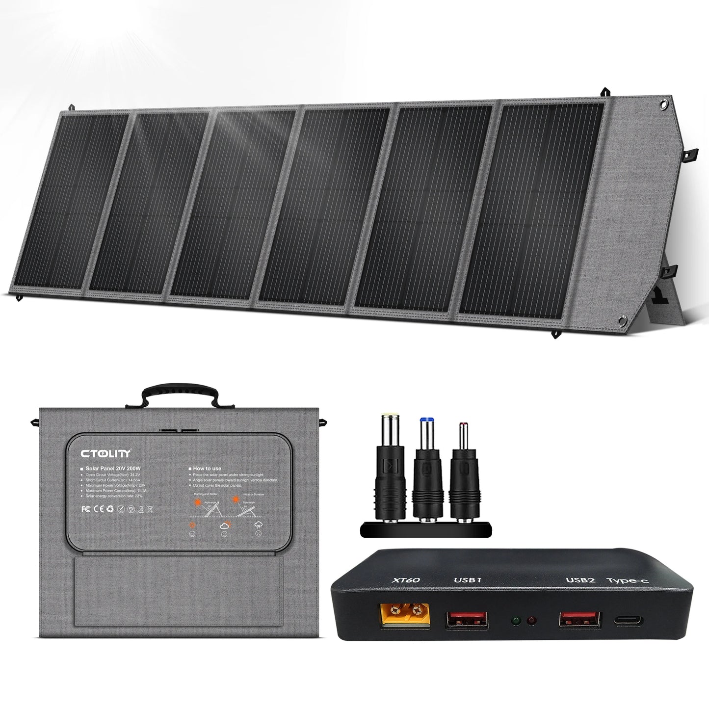 CTOLITY AP400 500W Portable Power Station 345.6Wh LiFePo4 Battery 100W 200W Solar Panel