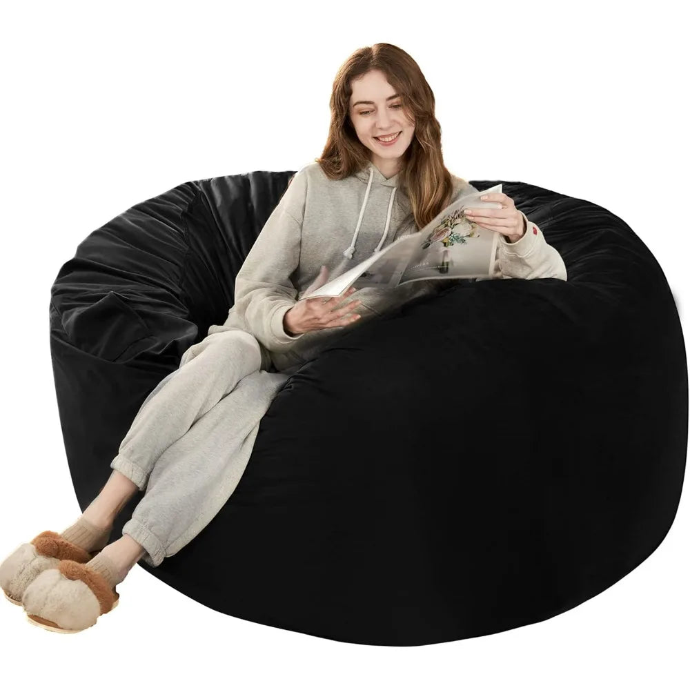 Bean Bag Chair: Giant 4' Memory Foam Furniture Bean Bag Chairs/Microfiber Cover - 4Ft, Black