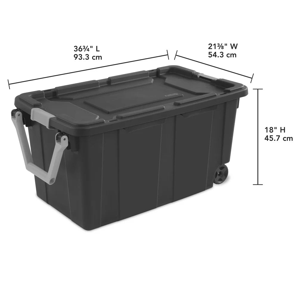 Extra Large 40 Gallon Wheeled Storage Bin Durable Plastic Container with Drip Resistant Lid