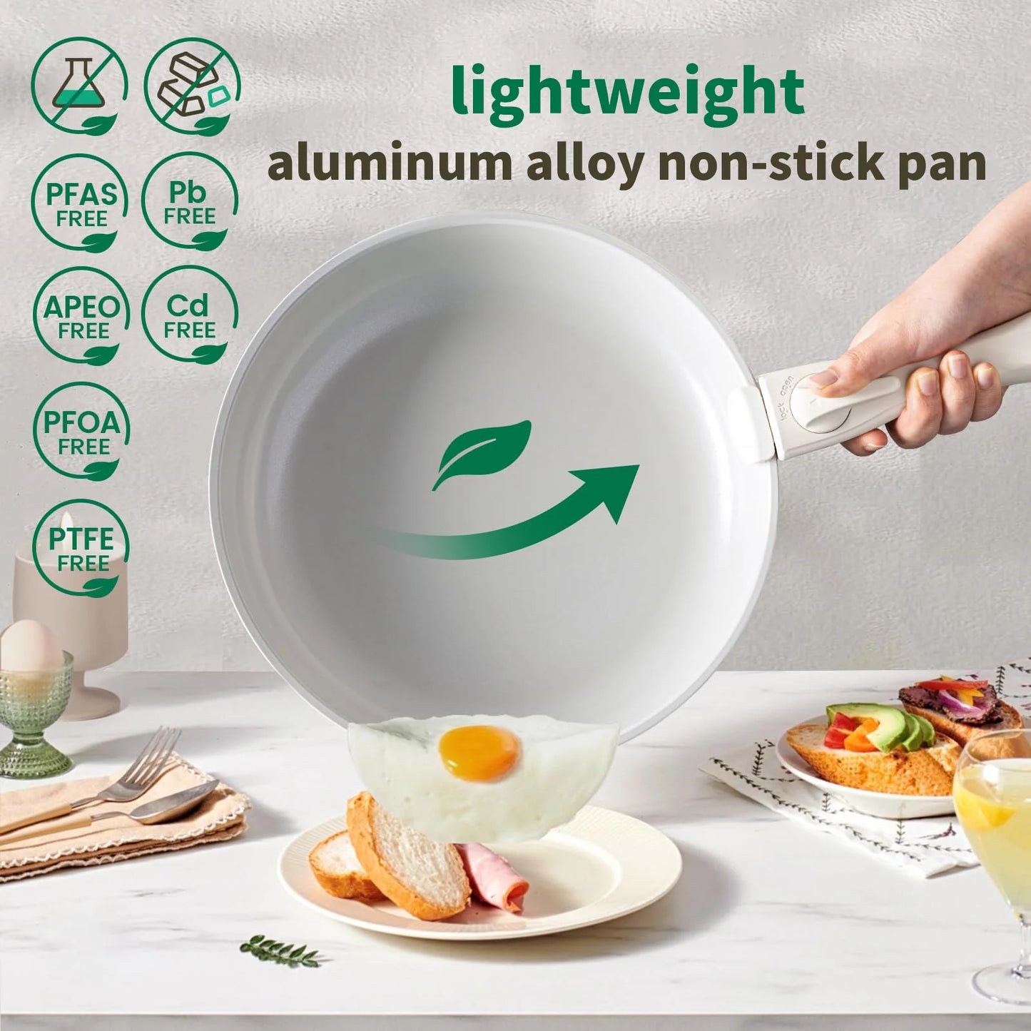Pots and Pans Set, Nonstick Cookware Set Detachable Handle, Induction Kitchen Cookware Set