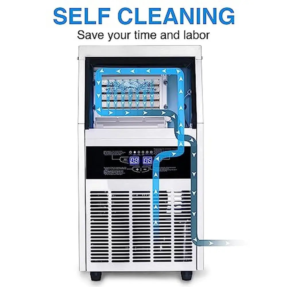 Commercial Ice Maker Machine 120-130 LBS /24H with 28LBS Storage Bin Automatic Cleaning LCD Panel