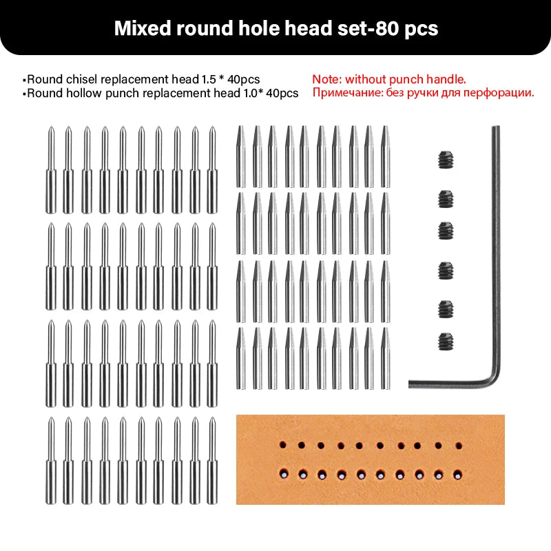 WUTA 3G Leather Punches Head Pricking Iron Removable Diamond Olive Round Hole French Style