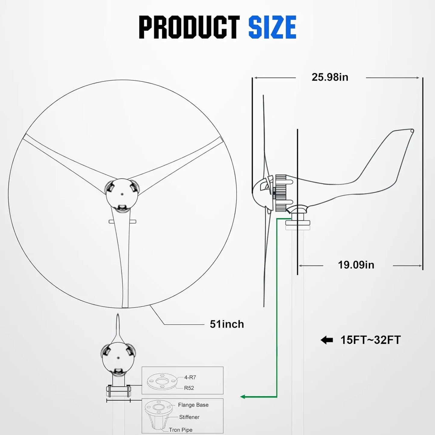 400W Wind Turbine Generator Power Kit (New Upgrade) with 40A PWM Solar Wind Hybrid Controller